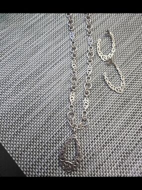 Lois Hill Silver Filigree Open Teardrop Necklace and Earrings
